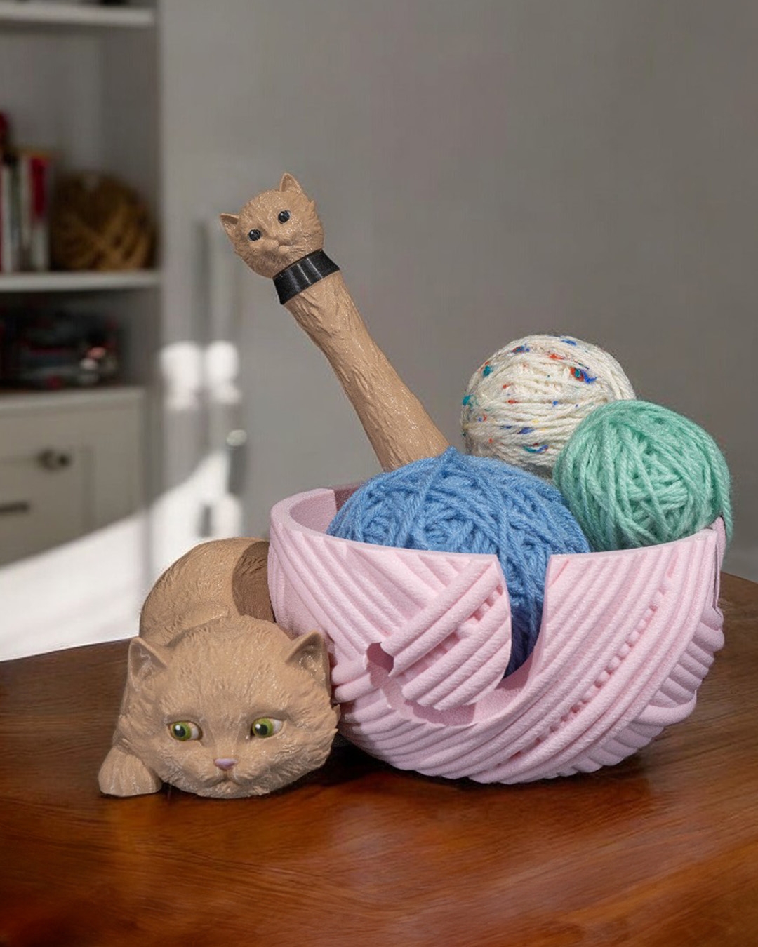 3D Printed Kit‑Cat Yarn Bowl and Hook Case - Image 5