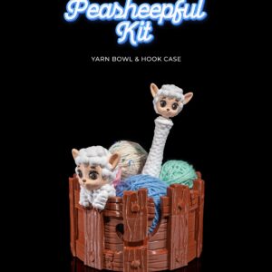 3D Printed Peasheepful Kit Yarn Bowl and Hook Case
