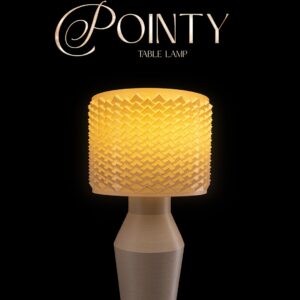 Abajur portátil "Pointy Table Lamp" sem fio, com lâmpada RGB recarregável e com controle remoto. Fabricada com plástico ecológico PLA através de impressão 3D (Imagem ilustrativa. Portanto, verifique as cores disponíveis para a base da luminária).