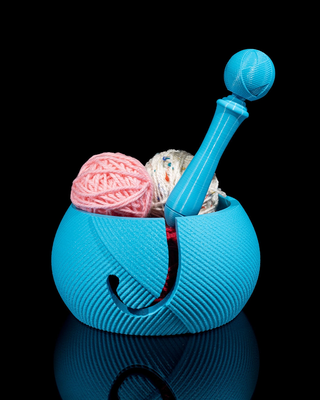 3D Printed Pull the Strings Yarn Bowl and Hook Case - Image 2