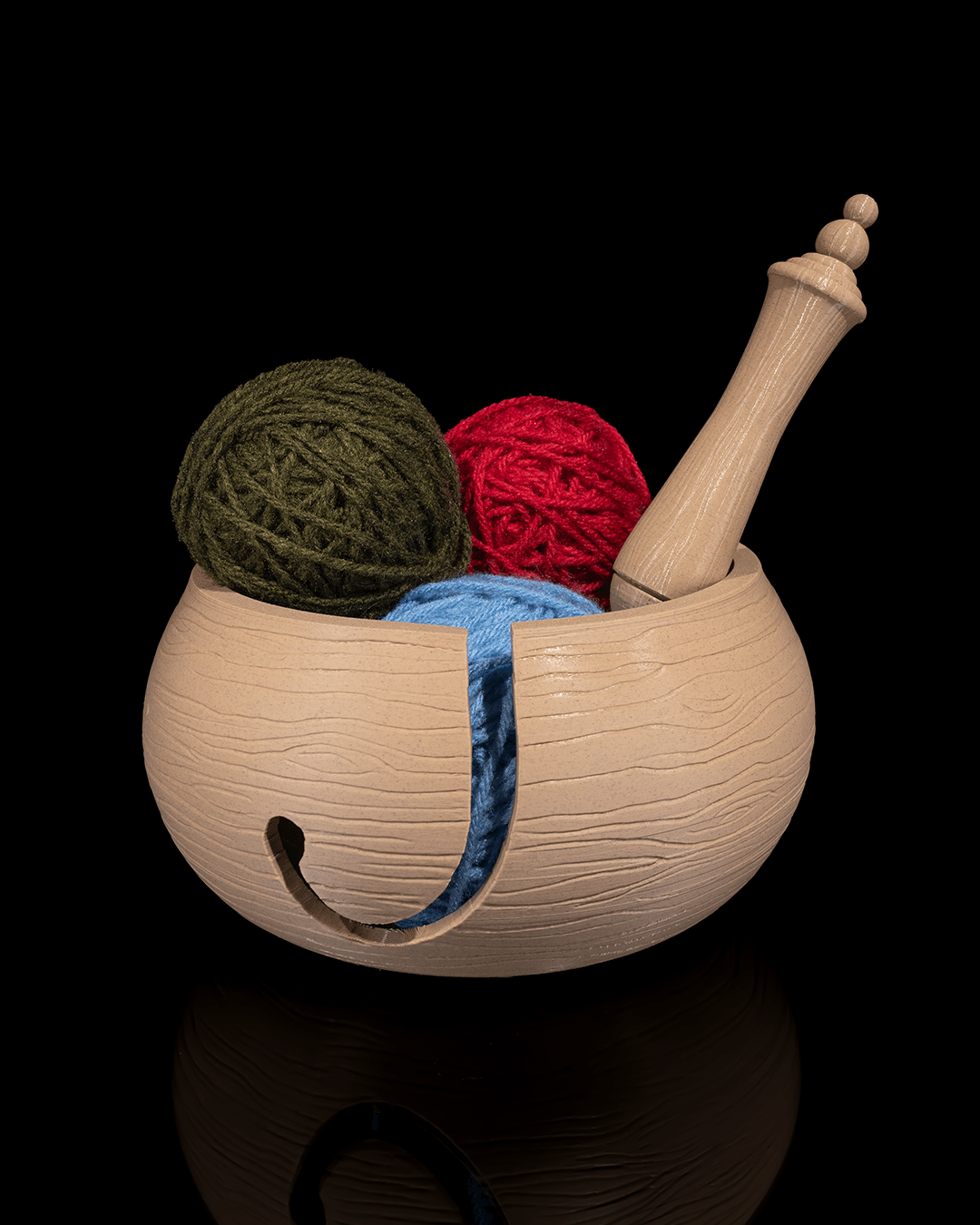 3D Printed Wooden Kit Yarn Bowl and Hook Case - Image 2