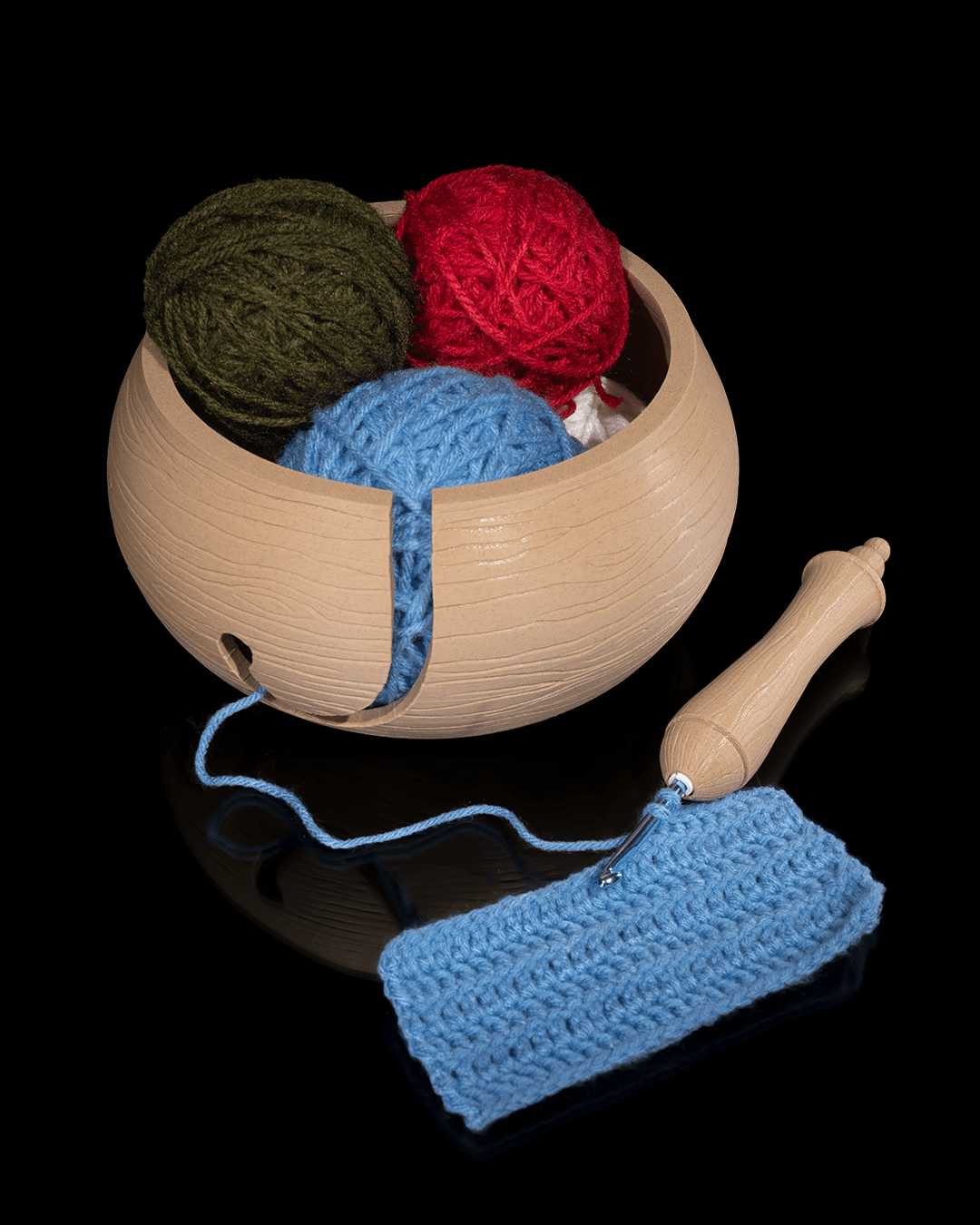3D Printed Wooden Kit Yarn Bowl and Hook Case - Image 3