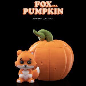 Chaveiro Fox in a Pumpkin Keychain Container