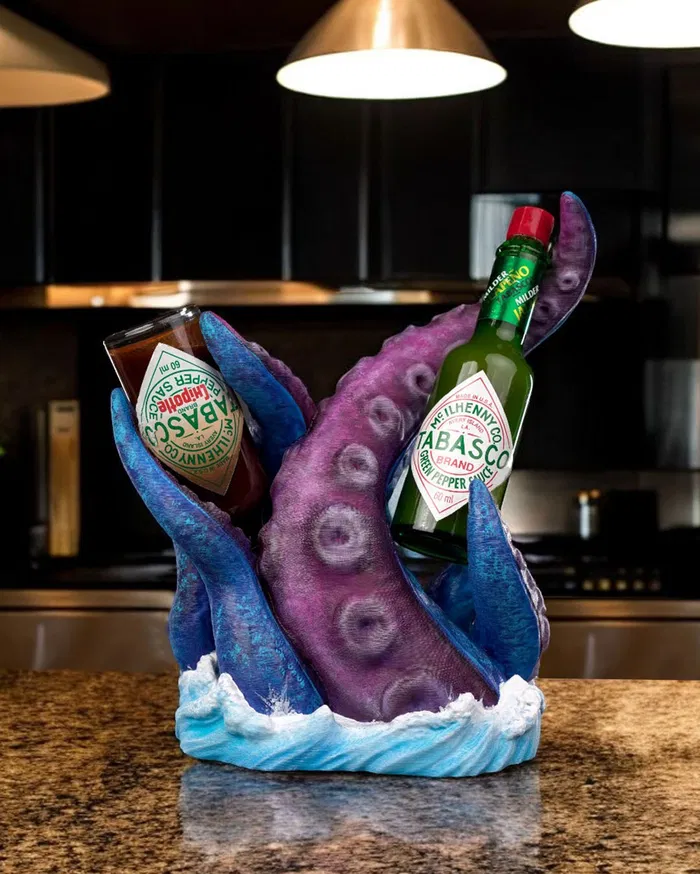 Suporte Pimenta Tabasco Polvo Design na impressora 3D - Pulpo Rojo Tabasco Holder