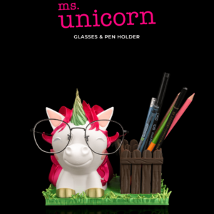 Ms. Unicorn glasses and pen holder
