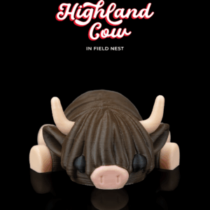 Highland Cow in Field Nest