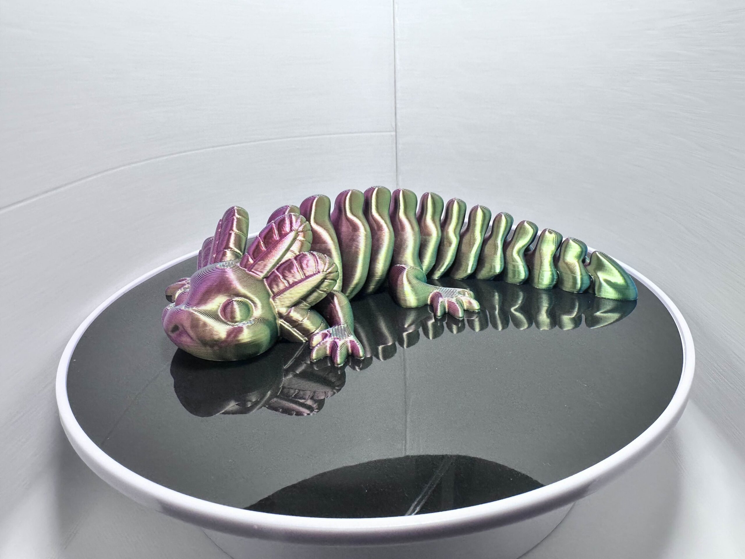 One-of-a-Kind Green & Rose Silk Axolotl Dragon – Ready to Ship – Only 1 Available!