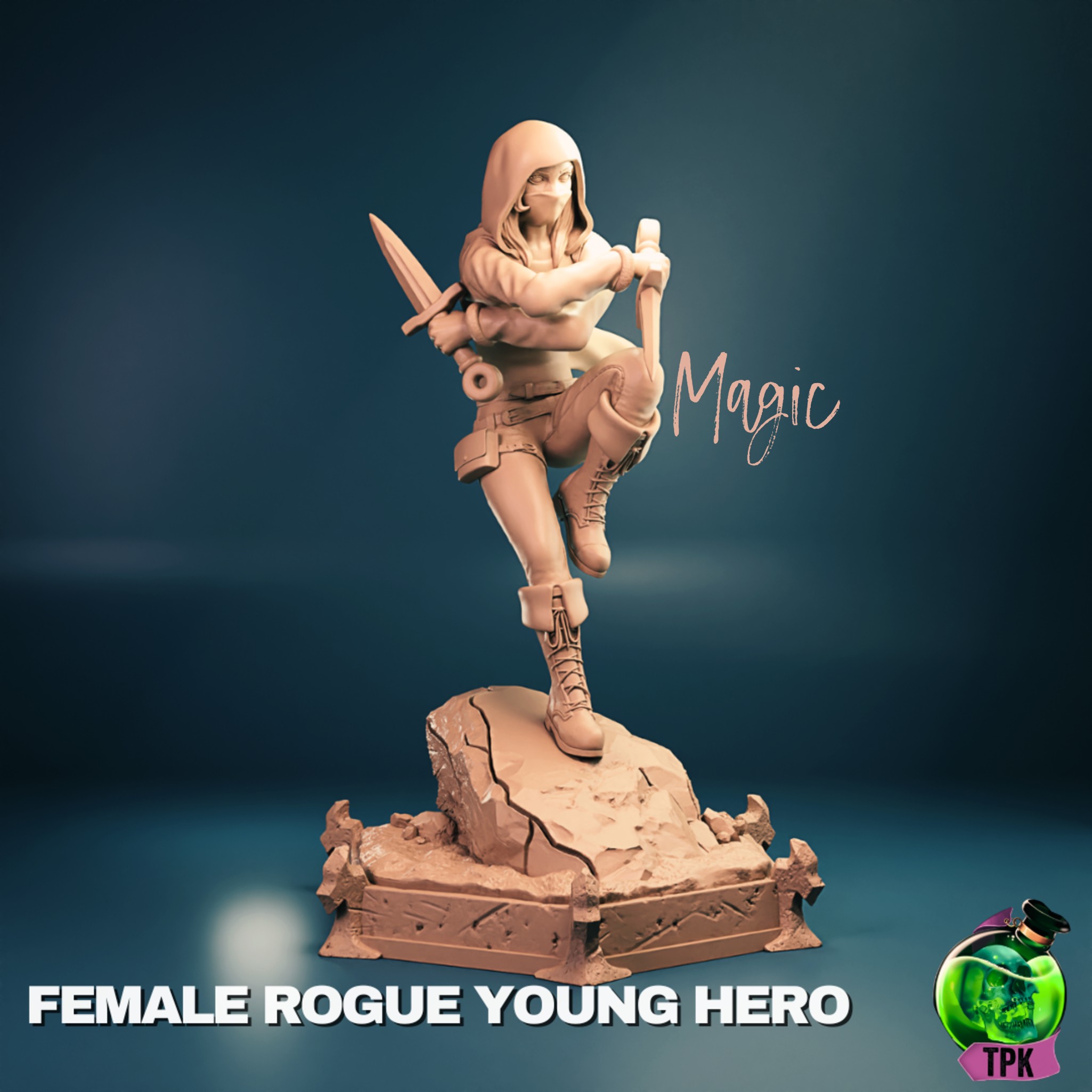 Young Female Rogue | Human | Dagger | Hood | D&D Dungeons and Dragons 5e