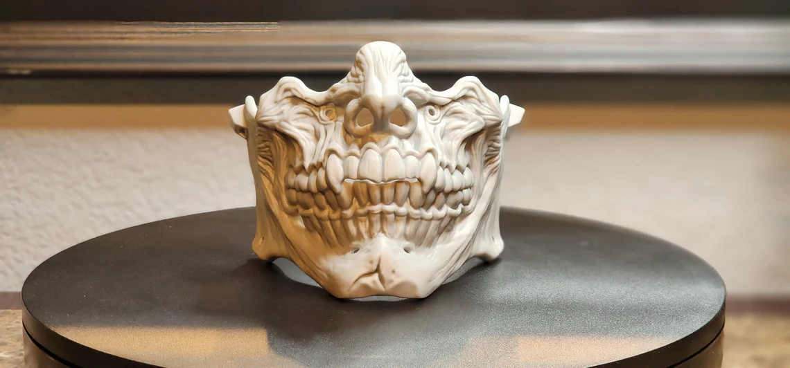 Zombie Face Skeleton Mask (Unpainted) – 3D Printed Decor, Costume & Cosplay - Image 3
