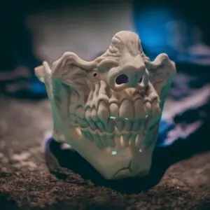 Zombie Face Skeleton Mask (Unpainted) – 3D Printed Decor, Costume & Cosplay