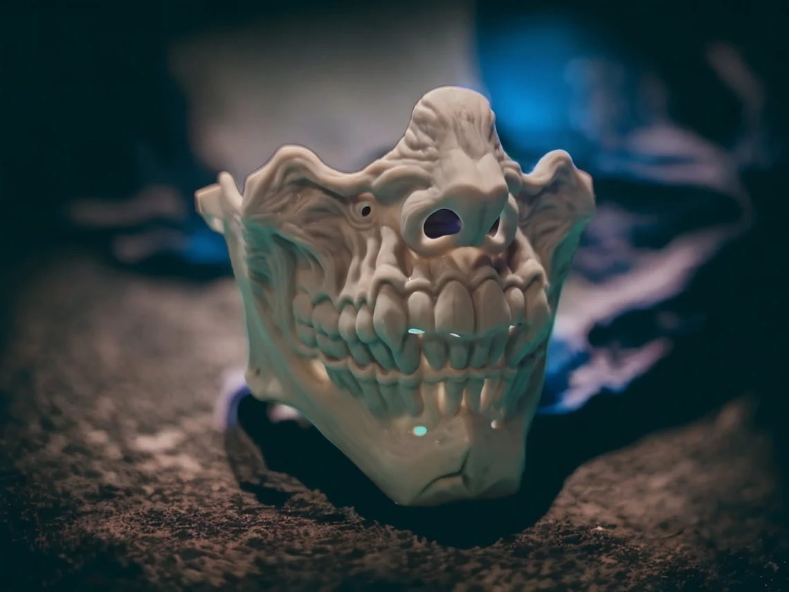 Zombie Face Skeleton Mask (Unpainted) – 3D Printed Decor, Costume & Cosplay