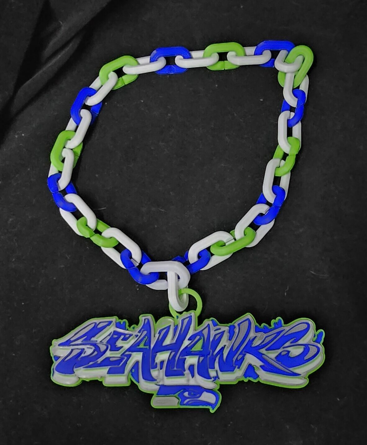 Graffiti-Style Seattle Seahawks Fan Chain – Large Link 3D Printed Medallion